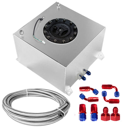 Saifence® Polished Aluminum Fuel Cell with Integrated Locking Cap and Level Sender - Universal Race, Rod, and Off-Road Fuel Tank