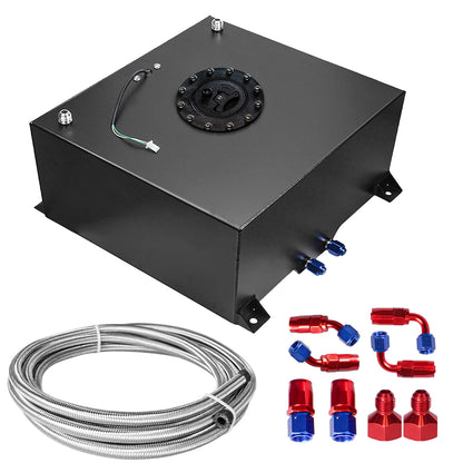 Saifence® Polished Aluminum Fuel Cell with Integrated Locking Cap and Level Sender - Universal Race, Rod, and Off-Road Fuel Tank