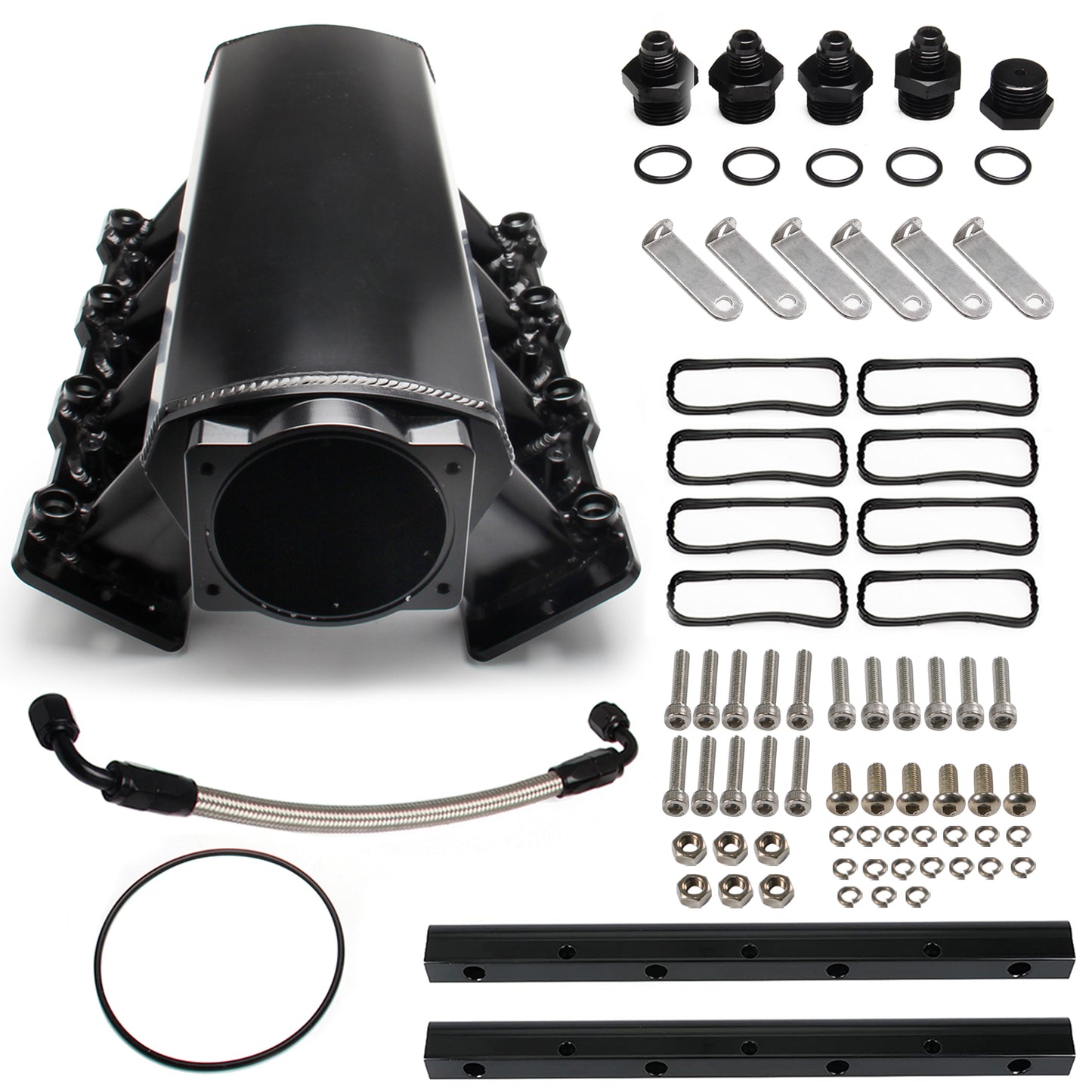 Saifence® Aluminum LS Intake Manifold for Cathedral Port Heads - Compatible with LS1, LS2, LS6 & Drive-by-Cable Throttle Body - Fits Chevy, Cadillac, Pontiac