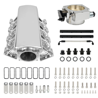 Saifence® Aluminum LS Intake Manifold for Cathedral Port Heads - Compatible with LS1, LS2, LS6 & Drive-by-Cable Throttle Body - Fits Chevy, Cadillac, Pontiac