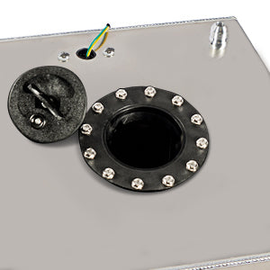 Saifence® Polished Aluminum Fuel Cell with Integrated Locking Cap and Level Sender - Universal Race, Rod, and Off-Road Fuel Tank