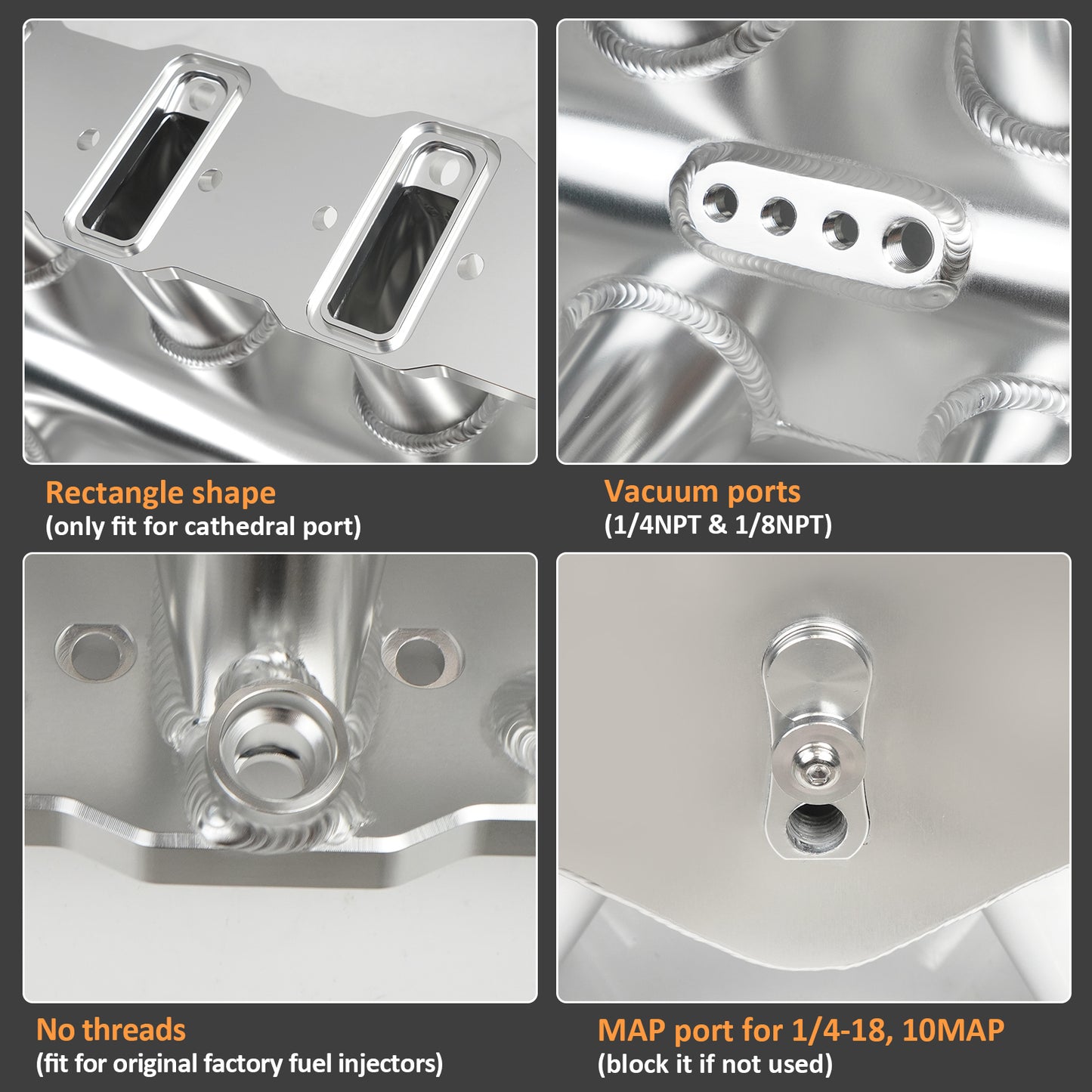 Saifence® Aluminum LS Intake Manifold for Cathedral Port Heads - Compatible with LS1, LS2, LS6 & Drive-by-Cable Throttle Body - Fits Chevy, Cadillac, Pontiac