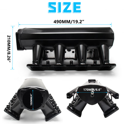 Saifence® Aluminum LS Intake Manifold for Cathedral Port Heads - Compatible with LS1, LS2, LS6 & Drive-by-Cable Throttle Body - Fits Chevy, Cadillac, Pontiac