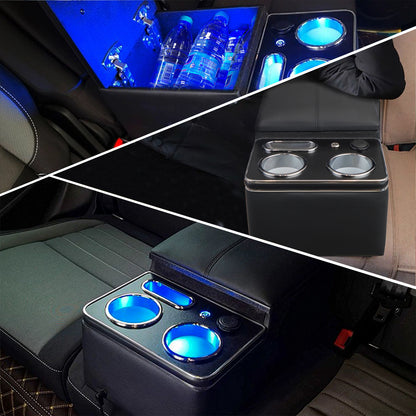 Saifence® Car Armrest Storage Box with Cup & Phone Holder - Universal Center Console Organizer for Truck, Van, Back Bench Seat (Black)