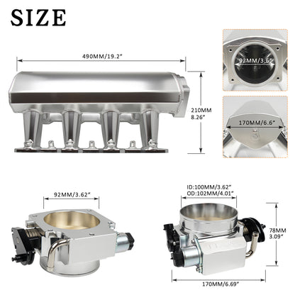 Saifence® Aluminum LS Intake Manifold for Cathedral Port Heads - Compatible with LS1, LS2, LS6 & Drive-by-Cable Throttle Body - Fits Chevy, Cadillac, Pontiac