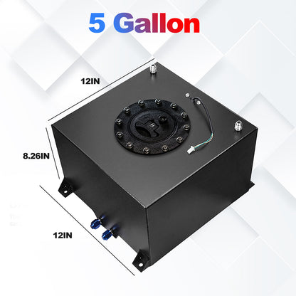 Saifence® Polished Aluminum Fuel Cell with Integrated Locking Cap and Level Sender - Universal Race, Rod, and Off-Road Fuel Tank