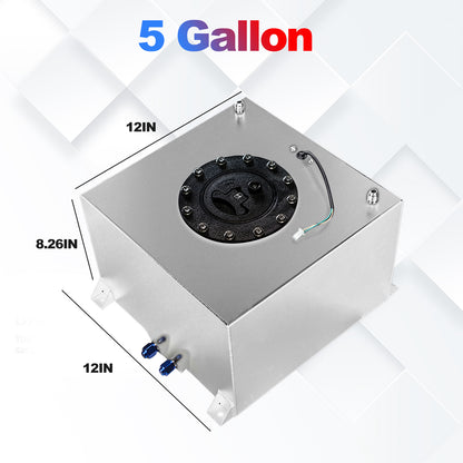 Saifence® Polished Aluminum Fuel Cell with Integrated Locking Cap and Level Sender - Universal Race, Rod, and Off-Road Fuel Tank