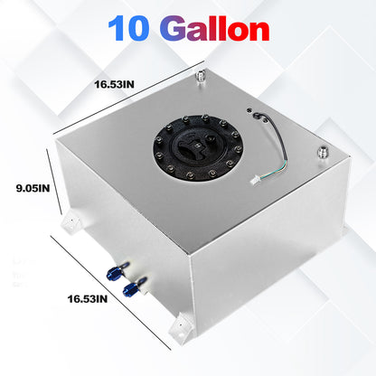 Saifence® Polished Aluminum Fuel Cell with Integrated Locking Cap and Level Sender - Universal Race, Rod, and Off-Road Fuel Tank