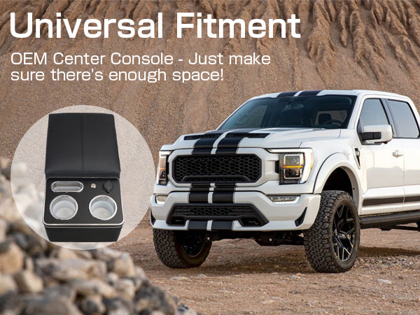 Saifence® Car Armrest Storage Box with Cup & Phone Holder - Universal Center Console Organizer for Truck, Van, Back Bench Seat (Black)