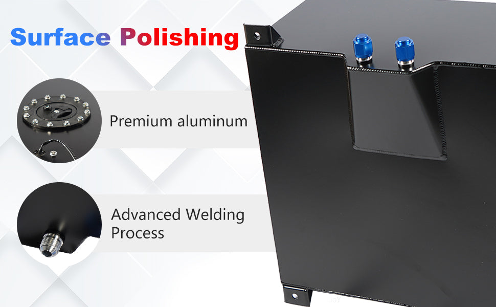 Saifence® Polished Aluminum Fuel Cell with Integrated Locking Cap and Level Sender - Universal Race, Rod, and Off-Road Fuel Tank