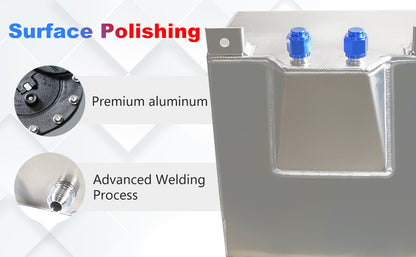 Saifence® Polished Aluminum Fuel Cell with Integrated Locking Cap and Level Sender - Universal Race, Rod, and Off-Road Fuel Tank